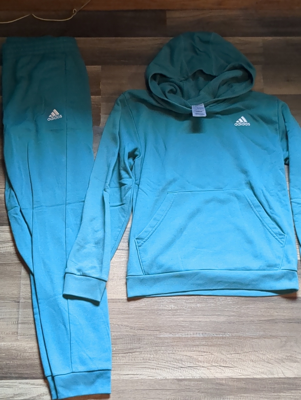 adidas Kids Teal Hooded Sweatshirt & Joggers Set